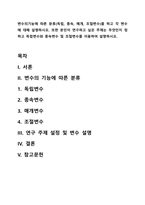 변수의기능에 따른 분류(독립, 종속, 매개, 조절변수)를 하고 각 변수에 대해 설명하시오 또한 본인이 연구하고 싶은 주제는 무엇인지 정하고 독립변수와 종속변수 및 조절변수를 이용하여 설명하시오-1