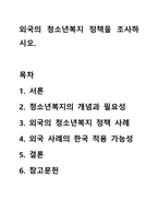 외국의 청소년복지 정책을 조사하시오-1