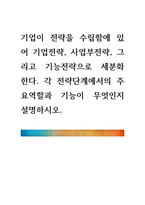 기업이 전략을 수립함에 있어 기업전략, 사업부전략, 그리고 기능전략으-1