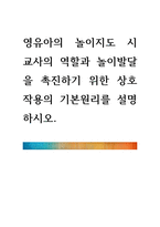 영유아의 놀이지도 시 교사의 역할과 놀이발달을 촉진하기 위한 상호작용-1