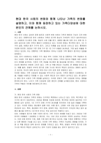 현대 한국 사회의 변화와 함께 나타난 가족의 변화를 설명하고, 이와 함께 등장하고 있는 가족다양성에 대한 본인의 견해를 논하시오-1
