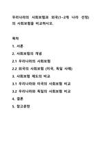 우리나라의 사회보험과 외국(1~2개 나라 선정)의 사회보험을 비교하시오.-1