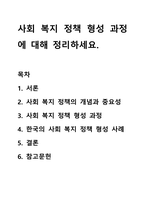 사회 복지 정책 형성 과정에 대해 정리하세요.-1