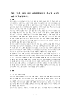개인, 가족, 집단 대상 사회복지실천의 특성과 실천기술을 비교설명하시오-1
