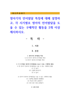영아기의 언어발달 특징에 대해 설명하고 각 시기별로 영아의 언어발달을 도울 수 있는 구체적인 활동을 2개 이상 제시-1