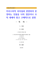 카리스마적 리더십과 관련하여 존경하는 인물을 나의 집단이나 조직 내에서 찾고 구체적으로 설명-1