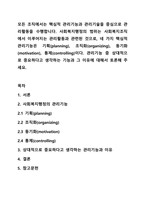모든 조직에서는 핵심적 관리기능과 관리기술을 중심으로 관리활동을 수행합니다. 사회복지행정의 범위는 사회복지조직에서 이루어지는 관리활동과 관련된 것으로, 네 가지 핵심적 관리기능은 기획(planning), 조직화(organizing), 동기화(motivation), 통제(controlling)-1