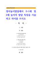 영아놀이발달에서 0~1세 및 2세 놀이의 발달 특징을 기술하고 차이를 쓰시오-1
