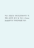 넥슨 NEXON SWOT,STP분석과 마케팅 4P전략 분석 및 넥슨 5 Forces Model분석과 미래전략방향 제시-1