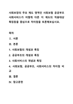 사회보장의 주요 제도 영역인 사회보험 공공부조 사회서비스가 어떻게 다른 지 제도의 적용대상 특징등을 중심으로 차이점을 토론해보십시요.-1