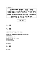 현대사회에서 발생하고 있는 다양한 가족문제들을 간략히 제시하고, 이러한 현대 가족의 문제점을 해결할 수 있는 가족복지적 방안(예방 및 대응)을 제시하세요-1