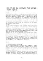 개인, 가족, 집단 대상 사회복지실천의 특성과 실천기술을 비교하여 기술하시오-1