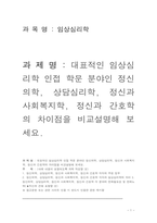 임상심리학_대표적인 임상심리학 인접 학문 분야인 정신의학, 상담심리학, 정신과 사회복지학, 정신과 간호학의 차이점을 비교설명해 보세요.-1