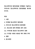 청소년복지의 발전과정을 단계별로 기술하고, 우리나라 청소년복지의 발전방향을 제시해 보시오.-1