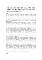 현대 한국 사회의 변화와 함께 나타난 가족의 변화를 설명하고, 이와 함께 등장하고 있는 가족 다양성에 대한 자신의 견해를 논하시오-1