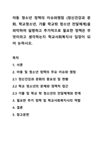 아동 청소년 정책의 이슈와쟁점 (정신건강과 문화, 학교청소년, 가출 학교밖 청소년 전달체계)을 파악하여 설명하고 추가적으로 필요한 정책은 무엇이라고 생각하는지 학교사회복지사 입장이 되어 논하시오.-1