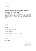 우리사회에서 나타나는 가족의 건강성을 해치는 사례(기사, 영상, 문헌 등)를 찾아 선택하고, 선택한 사례(사례에 대한 개요를 정리)를 바탕으로 문제점을 진단하고 해결방안에 개인, 가족, 사회의 역할에 대해 제시하시오-1