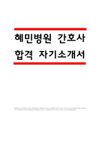 혜민병원 자기소개서 – 혜민병원 간호사 합격 자소서 (간호사 자소서,자기소개서 예문)-1