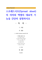 스프레드시트(Spread sheet)의 의미와 엑셀의 대표적 기능을 간단히 설명하시오-1