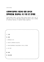 사회복지정책의 대안은 무엇이며 정책의 대안을 형성하기 위한 기법 한계점 등을 서술 한 후 정책 대안을 형성하는 데 있어서 가장 큰 한계점은 무엇이라고 생각하는 지 학습자의 의견을 서술하시오-1