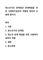 청소년기의 문제점과 문제해결을 위한 사회복지실천의 역할에 대하여 서술해 봅시다.-1