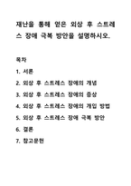 재난을 통해 얻은 외상 후 스트레스 장애 극복 방안을 설명하시오.-1