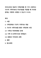 우리나라의 대표적 가족문제를 한 가지 선정하고 구조적 가족치료의 주요개념을 적용할 때 이러한 문제는 어떻게 사정할 수 있는지 쓰시오.-1