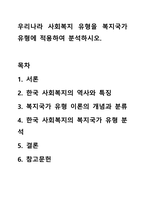 우리나라 사회복지 유형을 복지국가 유형에 적용하여 분석하시오.-1