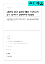 사회복지실천에서 윤리적 딜레마의 유형을 제시 자신의 개인적 가치관과 본인이 소속된 기관에서의 목표 가치가 일치하지 않을 때 그 해결방안[A+리포트]-1