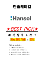 한솔케미칼 면접기출(최신)+꿀팁[최종합격!] +1000대기업 1차 직무면접 + 2차 임원면접 최종합격자 답안-1