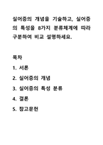 실어증의 개념을 기술하고, 실어증의 특성을 8가지 분류쳬계에 따라 구분하여 비교 설명하세요.-1