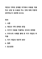 개인과 가족의 문제를 국가에서 비용을 지불하고 상담 및 도움을 주는 것에 대해 어떻게 생각하는지 토론해 보시오.-1