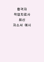 (작업치료사 자소서) 합격예시 작업치료사 자기소개서 지원 동기 작업치료 관련 경험 및 전문성 직무수행계획서-1