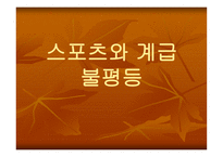 [스포츠 사회학] 스포츠와 계급 불평등-1