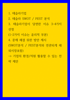 경영 테슬라기업 테슬라 SWOT, PEST 분석 3 테슬라기업이 당면한 이슈 3-4가지 선정 (1-2가지-1