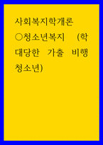 사회복지학개론 청소년복지 (학대당한 가출 비행 청소년)-1