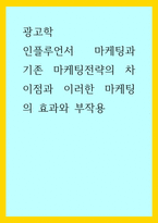광고학) 인플루언서 마케팅과 기존 마케팅전략의 차이점과 이러한 마케팅의 효과와 부작용-1