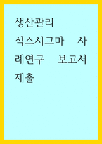 생산관리) 식스시그마 사례연구 보고서 제출-1