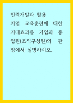 인력개발과 활용) 기업 교육훈련에 대한 기대효과를 기업과 종업원(조직구성원)의 관점에서 설명하시오-1