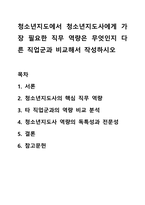 청소년지도에서 청소년지도사에게 가장 필요한 직무 역량은 무엇인지 다른 직업군과 비교해서 작성하시오-1