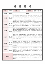 관찰일지 만 1세 관찰 및 발달평가 5명 내용풍부하게 작성함-5