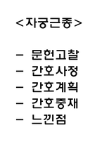 자궁근종 연구레포트 - 자궁근종 문헌고찰과 간호사정,간호계획,간호중재 및 느낀점-1
