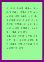 경영) 전 세계 온라인 여행사 또는 온오프라인 경영을 모두 하는 여행사 기업 1개를 선정 후, 경쟁사와 비교 시 해당 기업의 플랫폼 경영에서의 성공 또는 실패 사례를 분석하고, 향후 지속 가능한 성장을-1