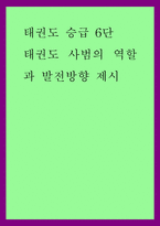태권도 승급) 6단 태권도 사범의 역할과 발전방향 제시-1