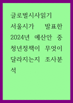 글로벌시사읽기) 서울시가 발표한 2024년 예산안 중 청년정책이 무엇이 달라지는지 조사분석-1
