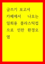 글쓰기 보고서) 카페에서 나오는 일회용 플라스틱컵으로 인한 환경오염-1