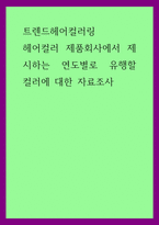 트렌드헤어컬러링) 헤어컬러 제품회사에서 제시하는 연도별로 유행할 컬러에 대한 자료조사-1