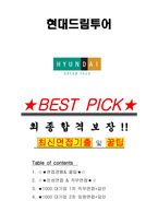 현대드림투어 면접기출(최신)+꿀팁[최종합격!] +1000대기업 1차 직무면접 + 2차 임원면접 최종합격자 답안-1
