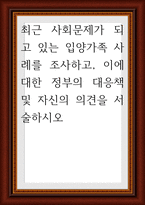 최근 사회문제가 되고 있는 입양가족 사례를 조사하고, 이에 대한 정부-1