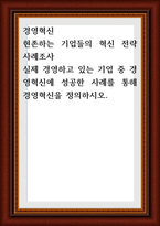 경영혁신 ) 현존하는 기업들의 혁신 전략 사례조사, 실제 경영하고 있는 기업 중 경영혁신에 성공한 사례를 통해 경영혁신을 정의-1